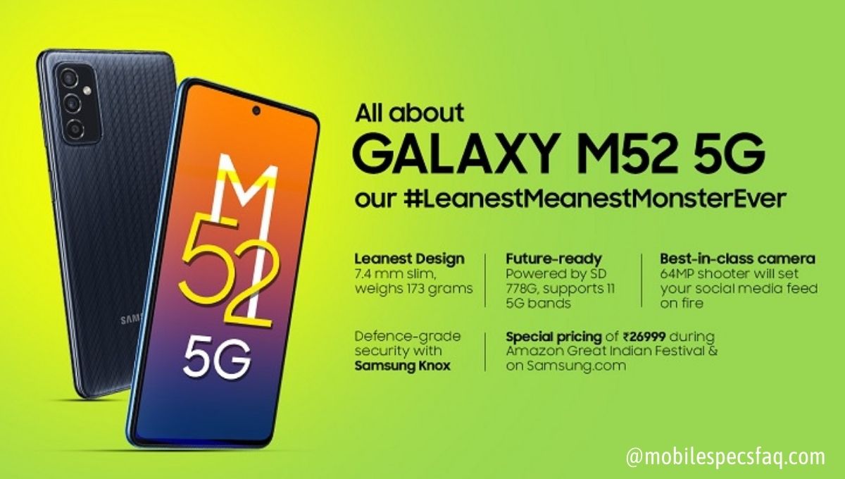 Samsung Galaxy M52 5G Price and Specifications